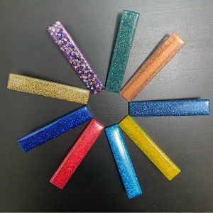 Handmade Resin Glitter Hair Clips- Set of 9.